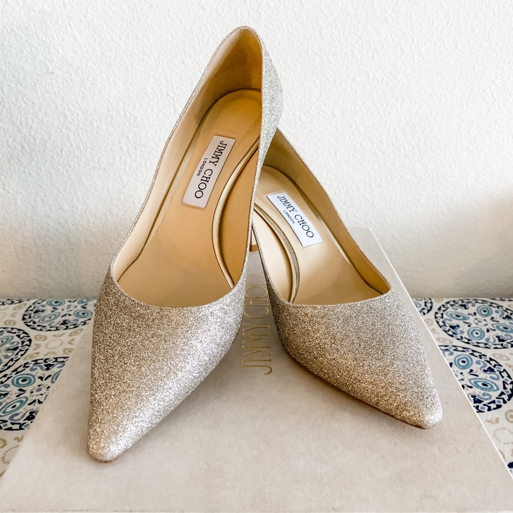 Jimmy Choo 60 mm Romy Pointy Toe Pump Platinum Ice